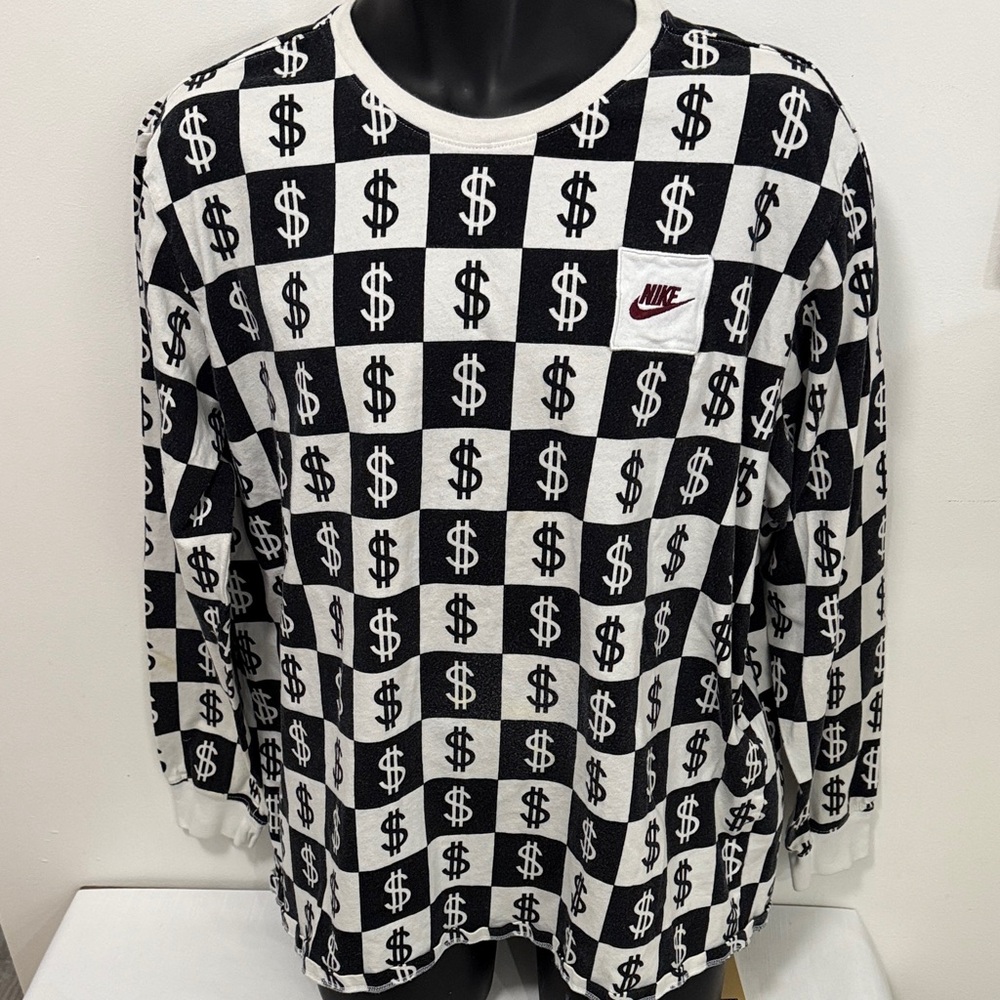 Nike Black and White Checkered Dollar long sleeve tee shirt.